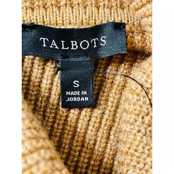 Talbots cable knit cowl/turtleneck sweater size Small Tan NWT - Picture 5 of 10